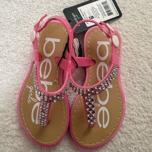 Bebe Kids Pink Sandals with Sparkling Accents